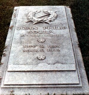 John Philip Sousa John Philip Sousa, Peace In The Valley, Famous Tombstones, Cemetery Monuments, Cemetery Decorations, Cemetery Headstones, Famous Graves, Old Cemeteries, Cemetery Art