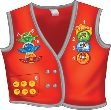 Awana Sparks vest...Award placement: Red Vest Outfit, Awana Sparks, Awana Ideas, Bethel Church, Youth Group Activities, Kids Sunday School Lessons, Scripture Memory, Church Activities, Kids Activity Books