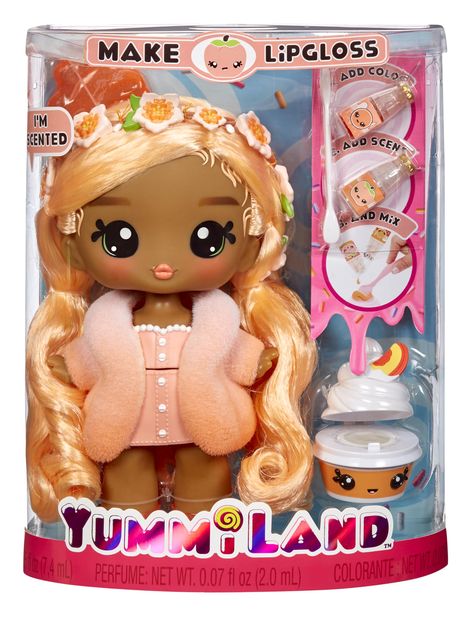 PRICES MAY VARY. INSPIRE KIDS TO BE CREATIVE. Play and create with your favorite Yummiland character in a fun and original way! Large Yummiland dolls come with their matching pet Num Nom and everything you need to make your very own lip gloss – plus customizable fashion and hair that you can style. DIY LIP GLOSS KIT. Piper Peach comes with everything you need to make your own lip gloss, including a unique color, scent and clear lip gloss base. Just pour the scented liquid (“soda bottle”) and col Toys For 7 Year Girl, Girls Toys 6-8, Toys For Girls 11-12, Yummiland Dolls, Make Your Own Lip Gloss, Num Nom, Shopkin Dolls, Lip Gloss Base, Num Noms