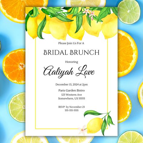 Pastel Color Lemon Background Bridal Brunch Invitation Bridal Brunch Cottage Core Brunch Bride Bridal Party Bridal Shower Yello and White Pink Bridal Brunch, Lemon Background, Lemon Themed Bridal Shower, Lemon And Mint, Bridal Brunch Invitations, Spring Bridal Shower, Summer Bridal Showers, Main Squeeze, Brunch Invitations