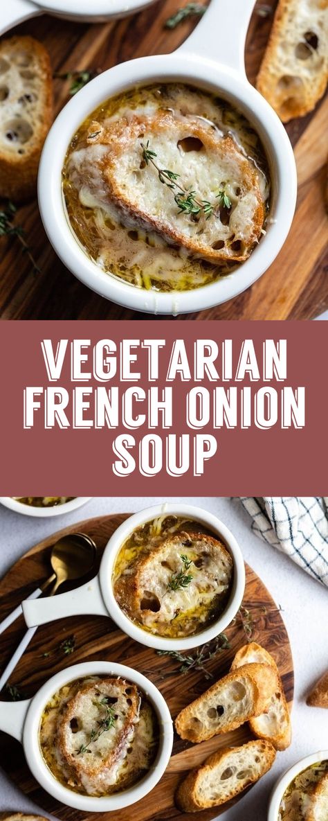 Vegetarian Onion Soup, Vegan French Onion Soup, Vegetarian French Onion Soup, French Onion Soup Recipe, Onion Soup Recipes, Vegetarian Soup Recipes, Vegetarian Dinners, Vegetarian Soup, Onion Recipes