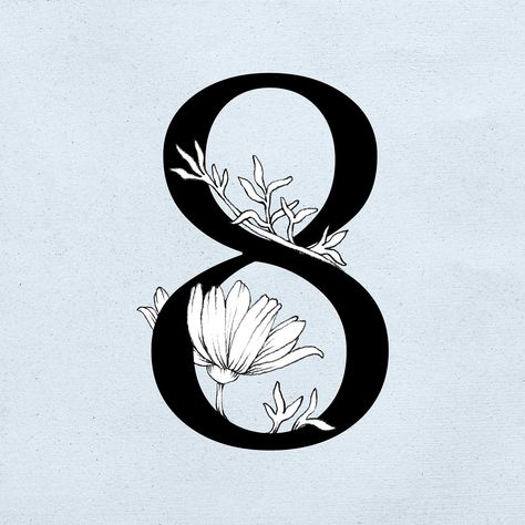 Number 8 Typography, 8 Number Design Fonts, 8 Tattoo Number Ideas, Number 8 Font, 8 Tattoo Number, Number 8 Tattoo, Vintage Typeface, Font Vintage, Typography Ideas