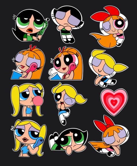 Powerpuff Girls Stickers Printable, Aesthetic Tshirt Print Ideas, Powerpuff Girls Stickers, Girl Salon, Girls Stickers, Planner Themes, Super Nana, Printable Sticker Sheets, Super Girls