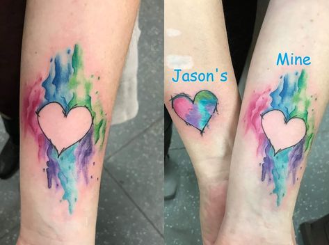 Watercolor Couple Tattoo, Asl Tattoo, Couple Tattoo Heart, Cute Couple Tattoos, Sea Tattoo, Love And Lust, Dark Art Drawings, Couple Tattoos, Heart Tattoo