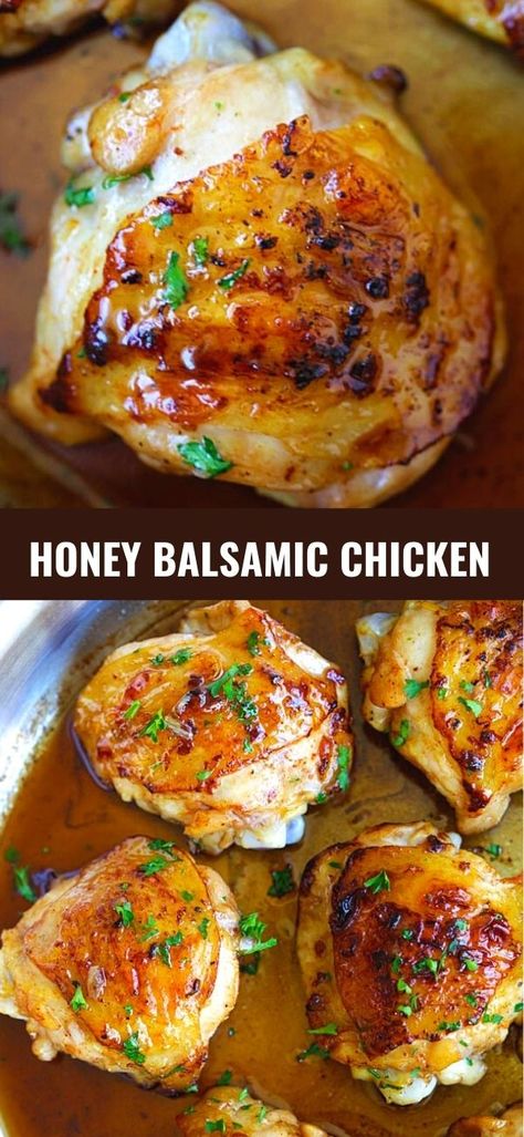 Balsamic Chicken Pasta Recipes, Skillet Balsamic Chicken, Skillet Chicken Recipes Easy, Balsamic Chicken Pasta, Honey Balsamic Chicken, Balsamic Sauce, Chicken Honey, Lunch Options, Chicken Skillet Recipes