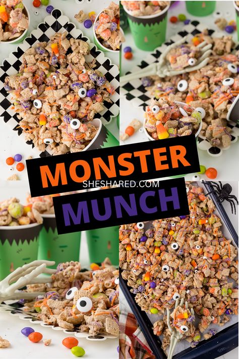 Easy Monster Munch Halloween Treat Recipe Monster Munch Recipe, Halloween Munch, Halloween Snack Mix, Monster Munch, Classroom Halloween, Classroom Halloween Party, Wilton Candy Melts, Spooky Snacks, Cereal Snacks