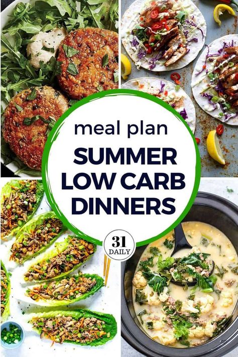 Easy Summer Dinners Low Carb, Healthy Summer Dinner Ideas Clean Eating, Easy Summer Keto Meals, Healthy Summer Dinner Recipes Low Calorie, Low Carb Recipes Summer, Healthy August Dinner Recipes, No Flour Dinner Recipes, Keto Summer Dinners, Summer Keto Dinner Recipes