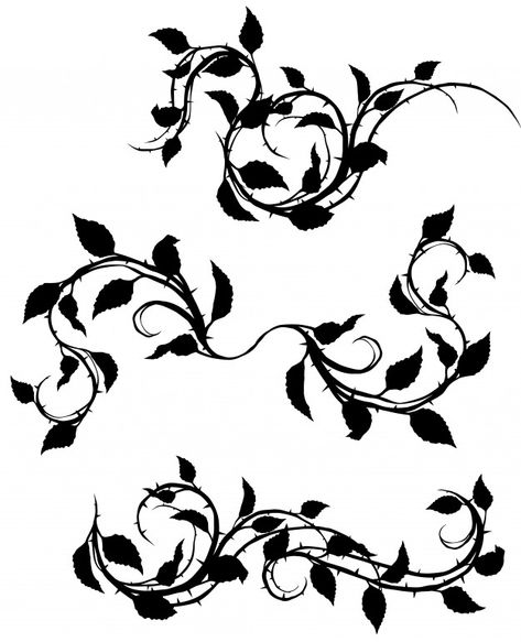 Black Vines Tattoo, Thorn Drawing Reference, Thorns Tattoo Vines, Thorn Silhouette, Black Vine Tattoo, Background For Tattoos, Rose Thorns Tattoo, Background Filler Tattoo, Fill In Tattoo Ideas Sleeve Backgrounds