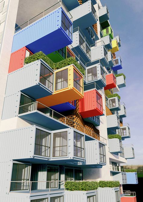 Container Home Designs, Shipping Container Buildings, Shipping Container Architecture, Temporary Housing, Best Modern House Design, Container Buildings, Building A Container Home, Container Architecture, Casa Container