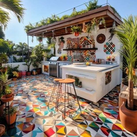 Christmas Patio, Kitchen Design Layout, Mexican Home Decor, Outdoor Kitchen Design Layout, Mexican Home, Casa Vintage, Hacienda Style, Small Balcony Ideas, Patio Decorating