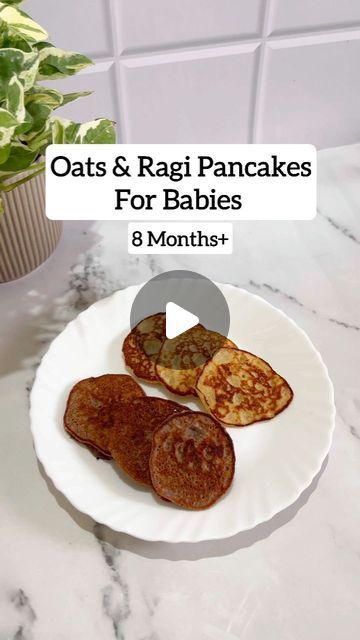 10 Month Old Pancakes, Baby Recipes 9-12, Pancakes For Babies, Oats Pancakes, 12 Month Baby Food, Oat Pancake Recipe, Oats Flour, Ragi Flour, Finger Millet