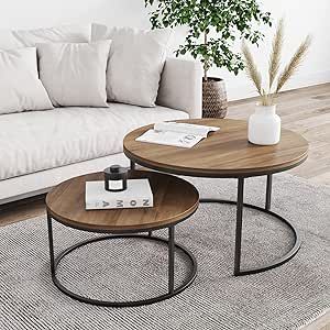 Amazon.com: Nathan James Stella Round Modern Nesting Coffee (Set of 2), Stacking Living Room Accent Tables with Tabletops and Matte Metal Frame, Reclaimed Oak/Gunmetal : Home & Kitchen Round Nesting Coffee Tables, Round Coffee Tables, Nathan James, Nesting Coffee Table, Modern Accent Tables, Round Coffee Table Modern, Unique Coffee Table, Industrial Wood, Oak Coffee Table