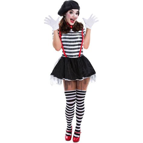 Mime Outfit, Black Swan Kostüm, Mime Halloween Costume, Halloween Outfits Adults, Mime Costume, Clown Costume Women, Punny Halloween Costumes, Fairy Halloween, Costumes College