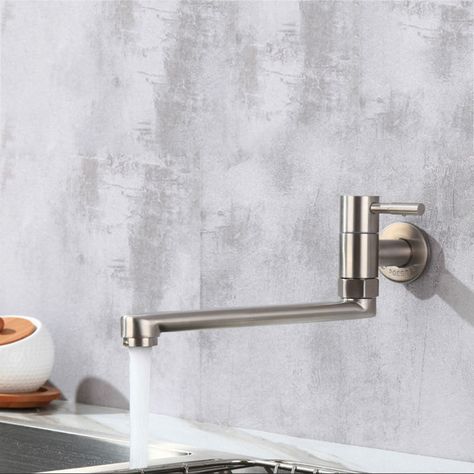 Wall Mount Stainless Steel Kitchen Faucet Sink Tap Swivel Wall Mounted Kitchen Faucet, Brass Kitchen Tap, Black Kitchen Taps, Gold Kitchen Faucet, Wall Mount Kitchen Faucet, Stainless Steel Kitchen Faucet, Modern Kitchen Faucet, Chrome Kitchen Faucet, Wall Faucet