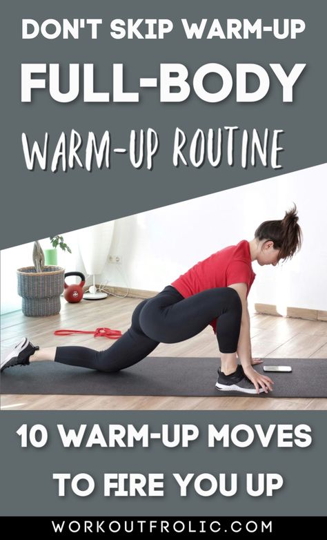 Give this quick and effective warm-up for home workouts a try - 10 minutes is all you need! A good warm-up prevents injuries and boosts performance! Body Warm Up Exercise, Gym Warm Up Exercises, Pre Workout Warm Up Routine, Workout Warm Up Exercises, Warm Up Exercises, Warm Up Exercise Before Workout, Warm Up Exercise, Warm Up Workout, Warm Ups Before Workout