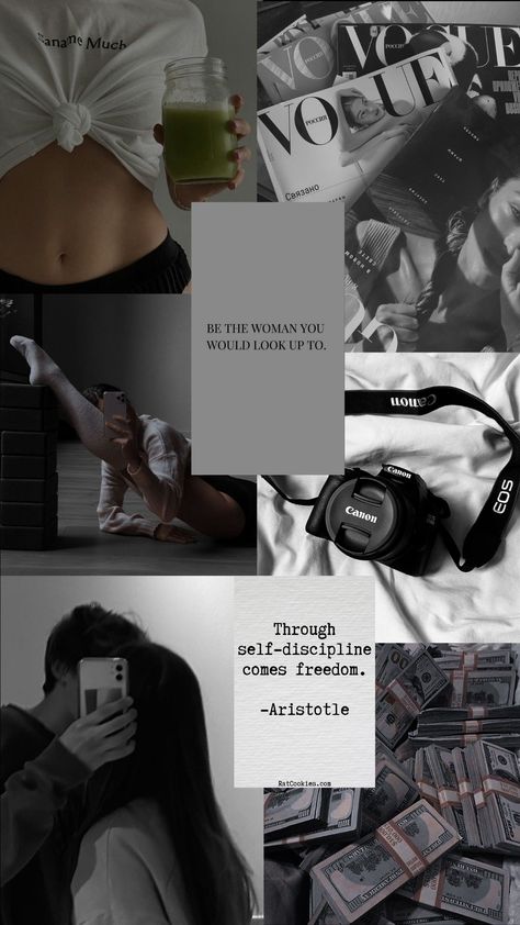 Black And White Self Care Aesthetic, Success Vision Board Wallpaper, Discipline Mood Board, Dark Aesthetic Vision Board Ideas, Black Aesthetic Vision Board, Vision Board Dark Aesthetic, Black Vision Board, Black Aesthetic Moodboard, Self Discipline Aesthetic