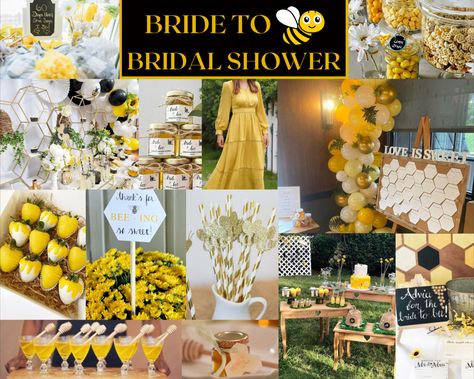 Bee Theme Bachelorette Party, She Found Her Honey Bridal Shower Ideas, Yellow Bridal Shower Theme, Bee Theme Bridal Shower Ideas, She Found Her Honey, Honey Bee Bridal Shower Ideas, Yellow Bridal Shower Ideas, Meant To Bee Bridal Shower Ideas, Bride To Bee