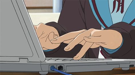 Studying Gif, Haruhi Suzumiya, Keyboard Typing, Anime Stuff, A Fan, Animated Gif, Cool Gifs, Sake, Peace Gesture