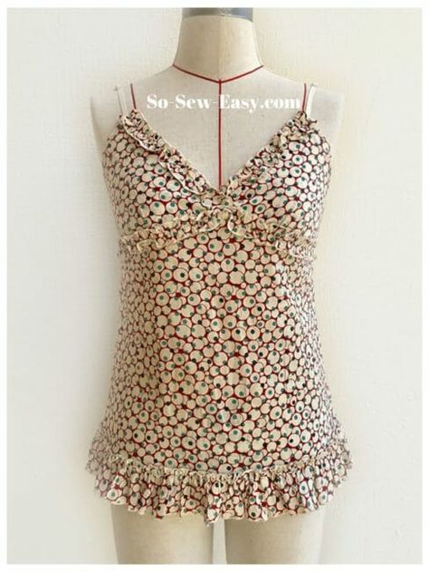 A quick and easy camisole pattern in sizes 4-18 #soseweasy #freepattern #sewingpattern #sewing tutorial Camisole Top Pattern, Camisole Pattern, Top Sewing, Womens Camisoles, Sew Easy, Lace Cami Top, Lovely Tops, Easy Sewing Patterns, Sewing Blogs