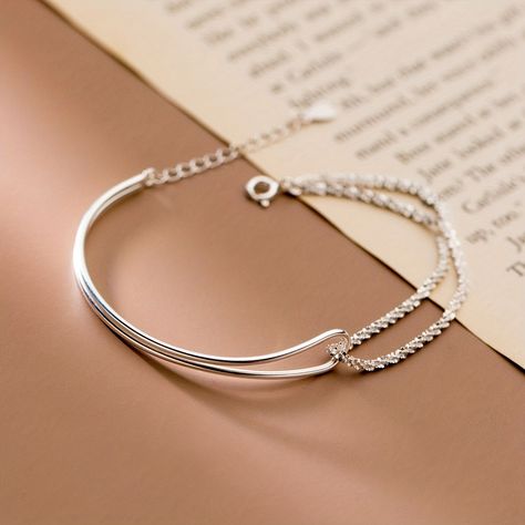 Faster shipping. Better service Simplistic Jewelry, Silver Anklets Designs, Silver Bracelet Designs, Hand Jewelry Rings, Gold Bracelet Simple, Heart Knot, New Gold Jewellery Designs, Fancy Jewelry Necklace, Pretty Jewelry Necklaces