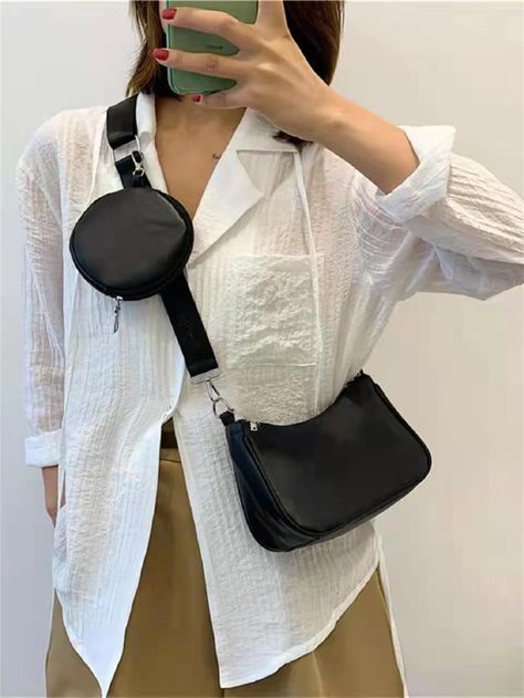 My Style Bags, Shein Brasil, Elegant Bags, Leather Bag Women, Small Pouches, Bag Dress, Black Cross Body Bag, Black Bag, Trendy Fashion Women