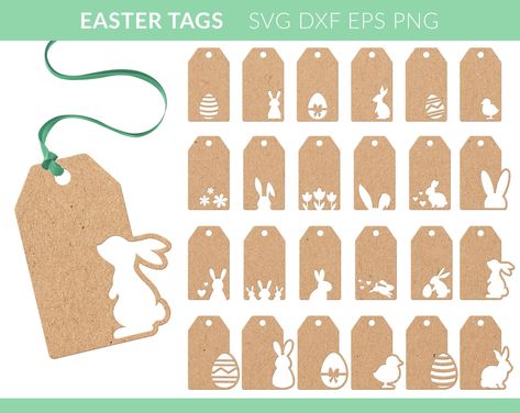 Easter Basket Ideas Cricut, Easter Tags Ideas, Tag Svg Free, Tag Cricut, Easter Name Tags, Chipboard Crafts, Cricut Tags, Gift Tag Svg, Oster Dekor