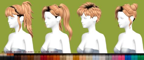 PowerPunk Girls - Dark roots, ombre and highlight accessories | Patreon Daylife Sims, Dark Roots Ombre, Dark Roots Hair, Sims 4 Family, Sims 4 Anime, Pokemon Clothes, The Sims 4 Packs, Sims 4 Mm Cc, Sims 4 Mm