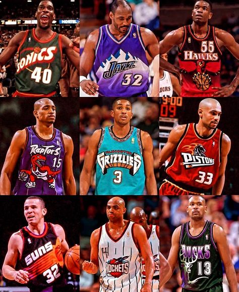 90s NBA jerseys. 🏀 Can you pick just one? Basketball Dunks, Best Nba Jerseys, Spurs Basketball, Nfl Football Art, Best Jersey, Basketball Memes, Nba Basketball Art, Jason Kidd, Lakers Kobe Bryant