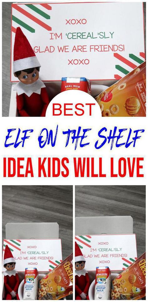 Check out this amazing Elf on the Shelf idea. Creative & fun Elf on the Shelf ideas w/ cereal food for cereal'sly glad we are friends free printable. Easy Dollar Store hacks for budget friendly Elf ideas w/ bowl, spoon & cereal. Goodbye Elf on the Shelf ideas children will love. Cheap & quick Elf on the Shelf ideas kids will go crazy for. Unique & new idea DIY crafts for Elf on the Shelf. For more DIY projects for #christmas see KimspiredDIY #elfontheshelf #diy Elf Cereal Ideas, Elf On The Shelf Cereal Ideas, Goodbye Elf On The Shelf, Diy Projects For Christmas, Friends Free Printable, Dollar Tree Elves, Dollar Tree Ideas, Cereal Food, Elf Door