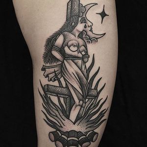 Witch Burning Tattoo, Burning Witch Tattoo, Burning Tattoo, Hecate Tattoo, Burning Witch, Witch Burning, Tattoo Fixes, Witch Tattoo, Horror Tattoo