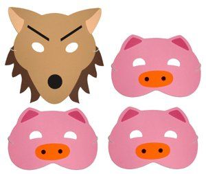 3 Little Pigs Activities, Three Little Pigs Story, Three Little Pig, Star Crafts, Fairy Tales Preschool, Fairy Tales Unit, Pig Mask, Story Props, Fairy Tale Theme