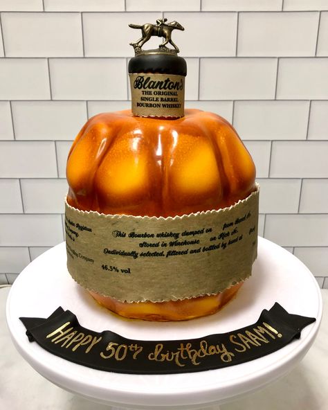 Blantons Bourbon Birthday Cake, Bourbon Cake Design, Bourbon Birthday Cake, Bourbon Birthday, Blantons Bourbon, Bourbon Cake, Blanton's Bourbon, Guitar Cake, Bottle Cake