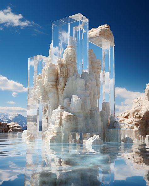 Post Futurism, Crystal Architecture, Dreamscape Landscape, Unreal Engine Environment, Surreal Environment, Cloud Architecture, Journey Concert, Cubes Architecture, Nature 3d