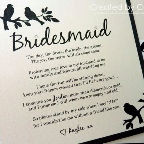 cute idea for bridesmaids Bridesmaid Letter From Bride, Bridesmaid Poems, Bridesmaid Letter, Poems And Quotes, Wedding Goodies, Proposal Letter, Birthday Greetings Friend, Bridesmaid Proposal Card, Letter Ideas