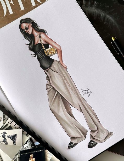 Outfit Drawings Sketches, Fashion Illustration Streetwear, Drawing Ideas Clothes Sketch, Fashion Design Sketches Aesthetic, Fashion Design Digital, Sketches Aesthetic, Fashion Sketchbook Inspiration, Fashion Croquis, Art Nail Designs