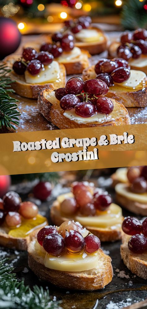 Craving an elegant appetizer that’s both simple and delicious? Discover the irresistible combination of Roasted Grape & Brie Crostini! Perfect for entertaining or a sophisticated snack, this recipe marries the juicy sweetness of roasted grapes with creamy, melted Brie on a crispy crostini base. Each bite delivers a delightful harmony of flavors, making it the ideal choice for a special gathering or a cozy evening treat. Indulge in this easy-to-make, gourmet delight that promises to impress family and friends with every bite! Crispy Crostini, Brie Crostini, Cake Sandwiches, Melted Brie, Roasted Grapes, Ricotta Toast, Crostini Recipes, Elegant Appetizers, Cozy Evening