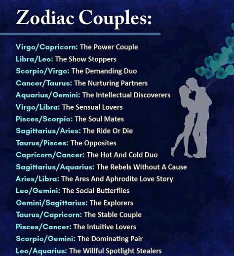 Astrology Signs Dates, Zodiac Couples, Zodiac Signs Pictures, Gemini And Sagittarius, Leo And Aquarius, Power Couples, Capricorn Love, Aquarius Truths, Pisces And Scorpio