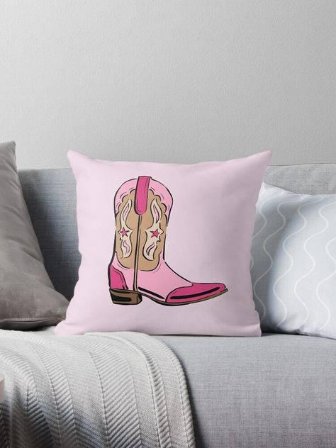 Get my art printed on awesome products. Support me at Redbubble #RBandME: https://www.redbubble.com/i/throw-pillow/Pink-Cowboy-Boot-by-alexnoellejones/146509953.5X2YF?asc=u Pink Cowboy Boot, Pink Cowboy Boots, Pink Cowboy, Pillow Pink, Remodel Bedroom, Cowboy Boot, Designer Boots, Designer Throw Pillows, Pillow Sale