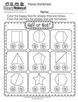 Fractions For Kindergarten Activities, Fractions For Kindergarten, Teaching Halves, Fractions Kindergarten, Kindergarten Fractions, Kindergarten Language Worksheets, Thanksgiving Worksheets Kindergarten, Draw The Other Half, Kindergarten Fall Worksheets