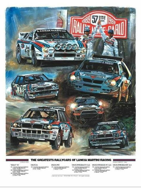 Lancia Martini, Lancia Rally, Motorsport Art, Martini Racing, Course Automobile, Racing Art, Lancia Delta, Car Artwork, Racing Posters