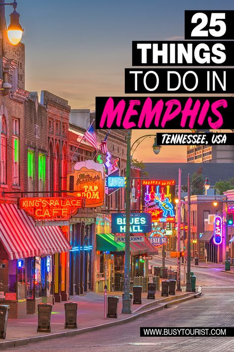 Planning a visit to Memphis, TN but not sure what to do there? This travel guide will show you the top attractions, best activities, places to visit & fun things to do in Memphis, Tennessee. Start planning your itinerary & bucket list now! #memphis #memphistn #memphistennessee #tennessee #tennesseevacation #usatravel #usatrip #usaroadtrip #travelusa #ustravel #ustraveldestinations #americatravel #vacationusa Things To Do In Memphis, Peabody Hotel, Memphis Zoo, Downtown Memphis, Tennessee Travel, Tennessee Vacation, Usa Travel Guide, Vacation Usa, Us Travel Destinations