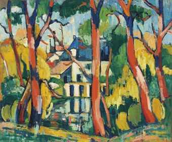 Maurice de Vlaminck, Arbres à la maison bleue. Maurice De Vlaminck, Fauvism Art, Andre Derain, Raoul Dufy, Caspar David Friedrich, Soyut Sanat Tabloları, Henri Rousseau, Fauvism, Paul Cezanne