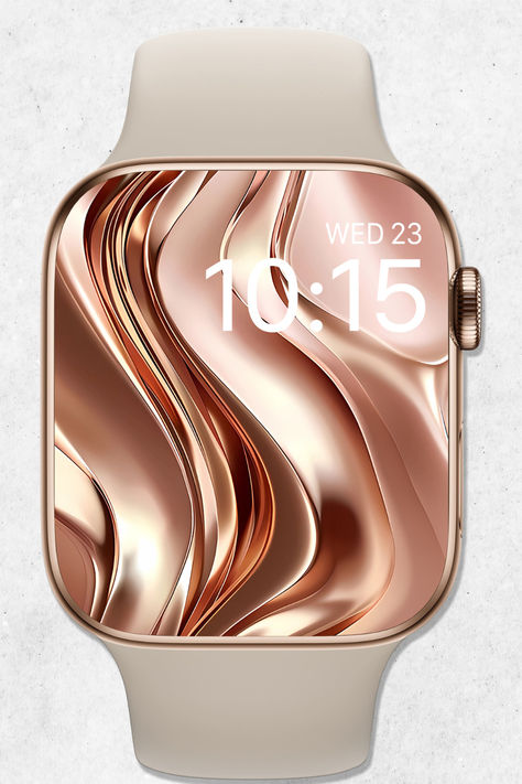 Transform your Apple Watch or any smartwatch with our stunning Rose Gold Apple Watch wallpaper! Crafted with intricate detail and a luxurious blend of rose gold and gold details, this elegant digital wallpaper brings sophistication to your device's screen. Gold Apple Watch Wallpaper, Aesthetic Watch Wallpaper, Gold Aesthetics, Aesthetic Watch, Minimal Watch, Wallpaper Minimal, Watch Wallpapers, Wallpaper Gold, Rose Gold Apple Watch