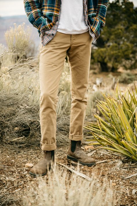 Everything you love about our original boots, turned up to max. Supple leather, leather-lined. More comfort. More protection. More places to see and go.  #blundstone #blundstoneboots #blundstoneusa #leatherboots #chealseaboots #outfitideas #grandcanyon #outdoors #roadtrip Mens Fashion Blundstone, Blundstone Outfits For Men, Men In Blundstones, Blundstones Outfit Ideas Men, Men’s Blundstones, Mens Outfits With Blundstones, Blundstone Mens Outfit, Men Blundstone Outfit, Blundstone Men’s Outfits