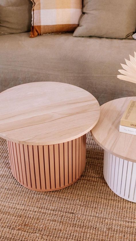 Ikea Diy Table, Fluted Side Table, Fluted Coffee Table, Coffee Table Hacks, Coffee Table Upcycle, Bamboo Bath Mat, Unfinished Wood Furniture, Ikea Coffee Table, Bamboo Coffee Table