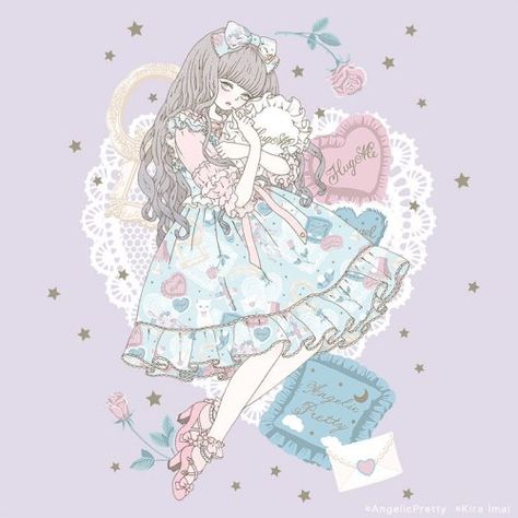 Kira Imai & Angelic Pretty artwork Soft Doodles, Imai Kira, Kira Imai, Japanese Illustrators, Pretty Artwork, Girls Illustration, Kawaii Art, Japanese Artists, What’s Going On