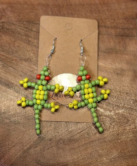 Bead Lizard, Earrings Funny, Funny Earrings, Elastic Rope, Long Dangle Earrings, 90s Inspired, Cellophane Bags, Long Earrings, Earring Gifts