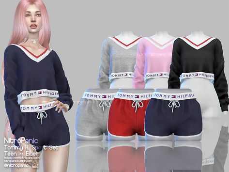 Tommy H. Sport Set Sims 4 Nitropanic Cc, Sims 4 Casual Clothes, Alpha Cc, Clothes Cc, Sims 4 Black Hair, Sims 4 Cc Kids Clothing, The Sims 4 Pc, Sport Set, Intimo Calvin Klein