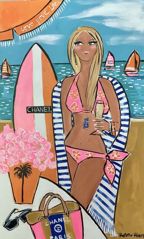 The Look of Fun by Robin Hiers, Acrylic, 48 x 30 x 11/2 Dorm Wall Art, Dorm Art, Phone Wallpaper Patterns, Bohemian Art, Fashion Wall Art, A Level Art, Coloring Book Art, Fashion Painting, Dreamy Art