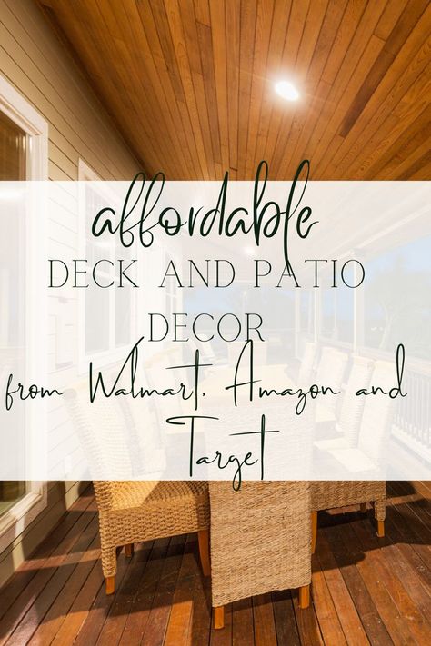 How To Style A Deck, Outdoor Patio Styling Ideas, Diy Outdoor Porch Decor, Screened In Porch Wall Decor, Deck Decorating Ideas Furniture, Decorating A Deck Ideas, Covered Deck Decor, Small Deck Decor, Back Patio Decor Ideas